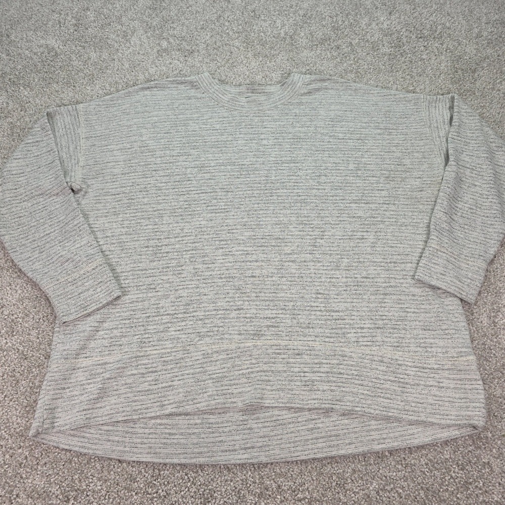 Aerie Women Oversized Heather Gray Knit Long Sleeve Crewneck Pullover Top Size M